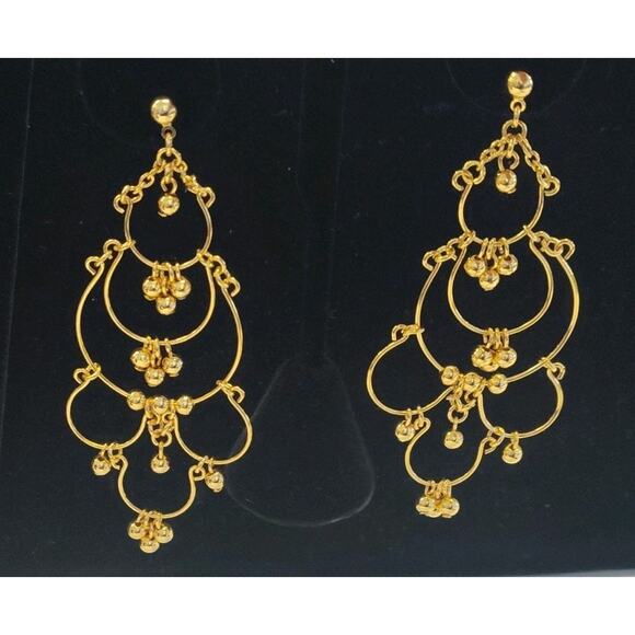 Vintage Inspired Boho Lot of Gold-Tone Jewelry Necklace And Earrings Crystals - Picture 6 of 12